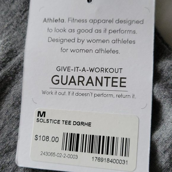 Athleta Solstice Tee Short Sleeve Athleisure Exercise Light Gray Size Medium NWT - Picture 10 of 11